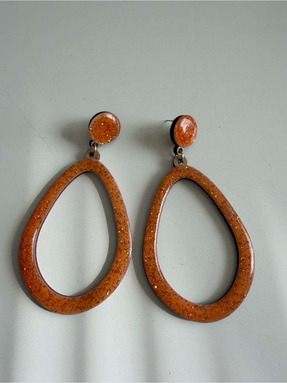 Orange Resin Teardrop Dangle Earrings